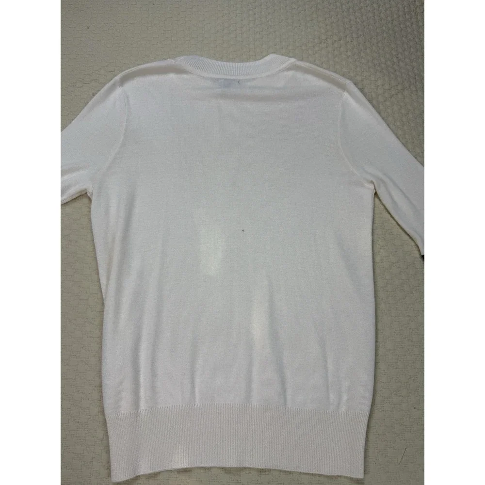 Who What Wear Ribbon Sleeve Sweater 3/4 Sleeve Top | White | Women's Size Large